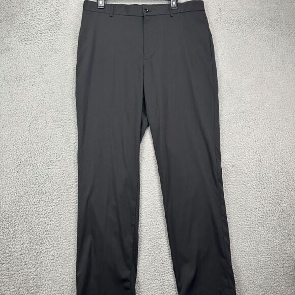 Slazenger Chino Golf Pants Mens 34X32 Black Straight Stretch Flat Front Pockets